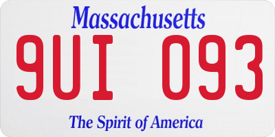 MA license plate 9UI093