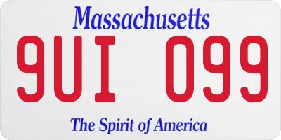 MA license plate 9UI099