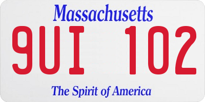 MA license plate 9UI102