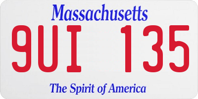 MA license plate 9UI135