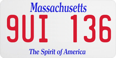 MA license plate 9UI136