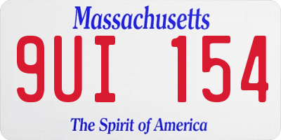 MA license plate 9UI154