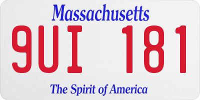 MA license plate 9UI181