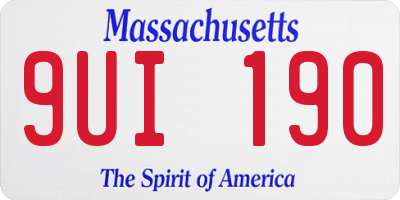 MA license plate 9UI190