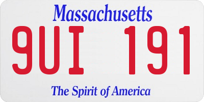 MA license plate 9UI191