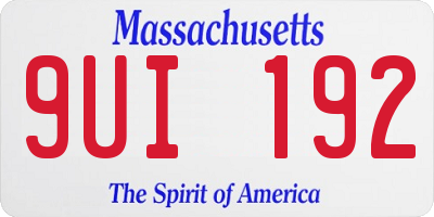 MA license plate 9UI192