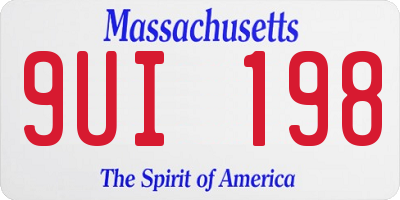 MA license plate 9UI198