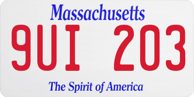 MA license plate 9UI203
