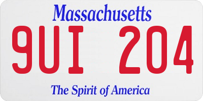 MA license plate 9UI204