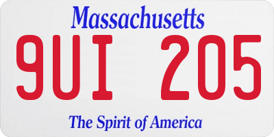 MA license plate 9UI205
