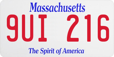 MA license plate 9UI216