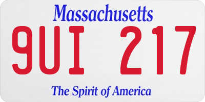 MA license plate 9UI217