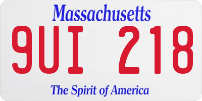 MA license plate 9UI218