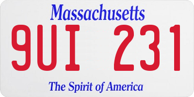 MA license plate 9UI231