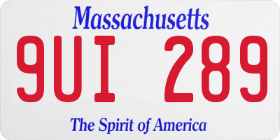 MA license plate 9UI289