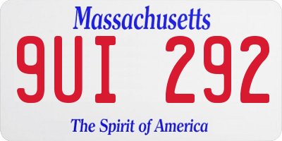 MA license plate 9UI292