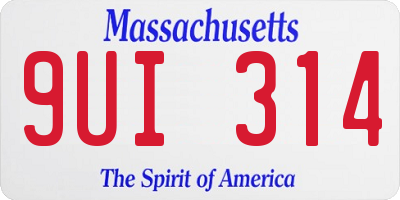 MA license plate 9UI314
