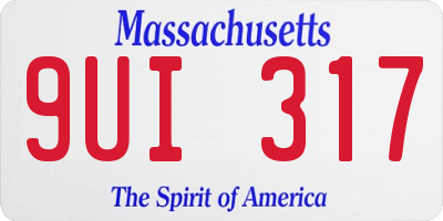 MA license plate 9UI317