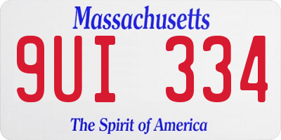 MA license plate 9UI334