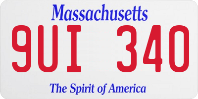 MA license plate 9UI340