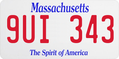 MA license plate 9UI343