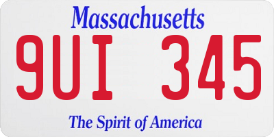 MA license plate 9UI345