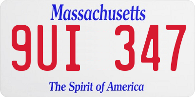 MA license plate 9UI347