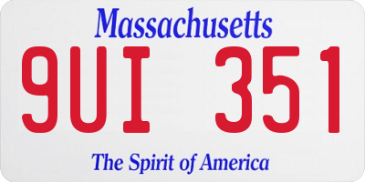 MA license plate 9UI351