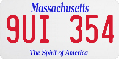MA license plate 9UI354