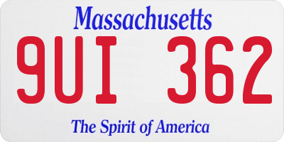 MA license plate 9UI362