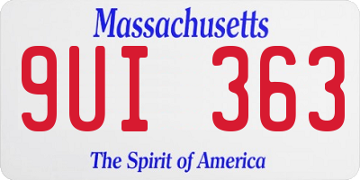 MA license plate 9UI363