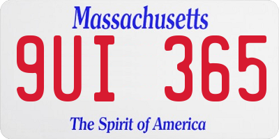 MA license plate 9UI365