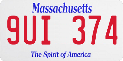 MA license plate 9UI374