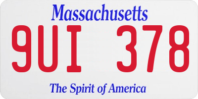 MA license plate 9UI378