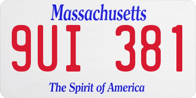 MA license plate 9UI381