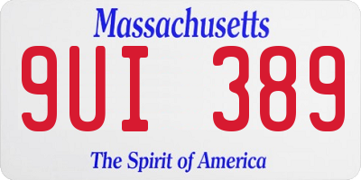 MA license plate 9UI389