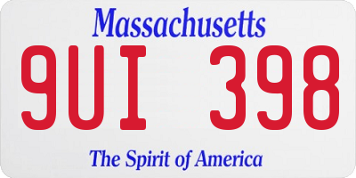 MA license plate 9UI398