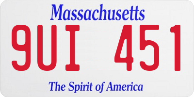 MA license plate 9UI451