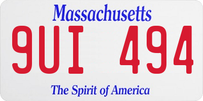 MA license plate 9UI494