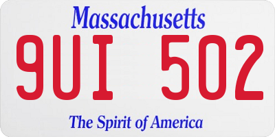 MA license plate 9UI502