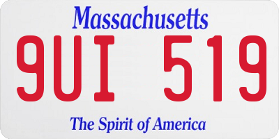 MA license plate 9UI519