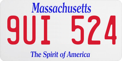 MA license plate 9UI524