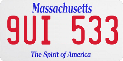 MA license plate 9UI533