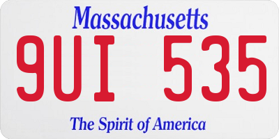 MA license plate 9UI535