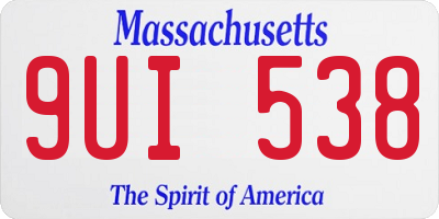 MA license plate 9UI538