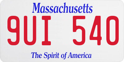 MA license plate 9UI540