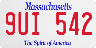 MA license plate 9UI542
