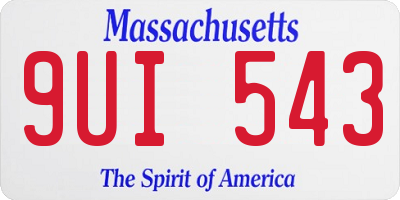 MA license plate 9UI543