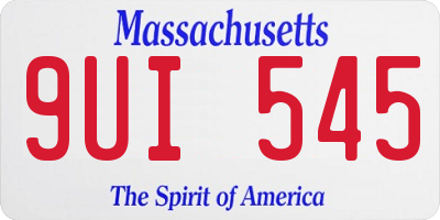 MA license plate 9UI545