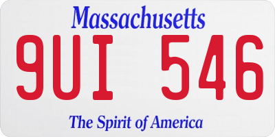 MA license plate 9UI546